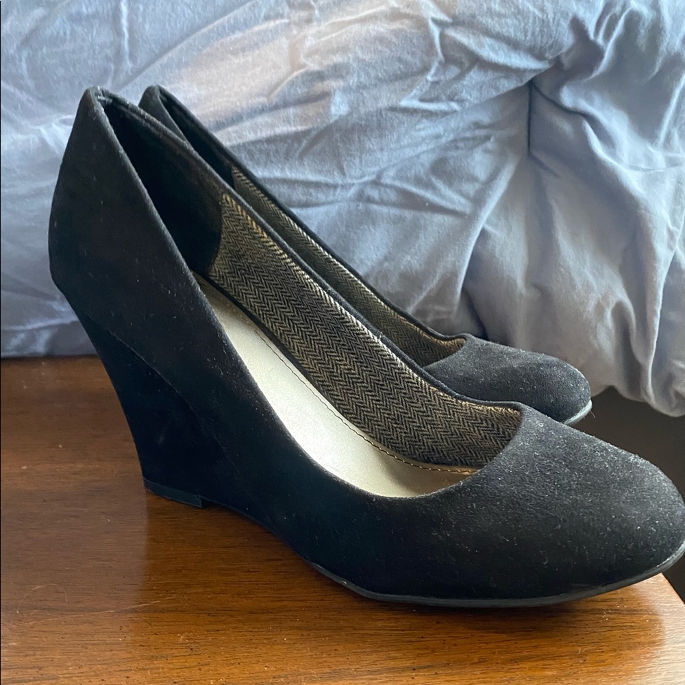 Black Suede Wedges